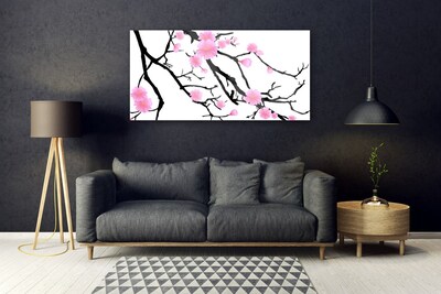 Acrylic Print Branches flowers art brown pink