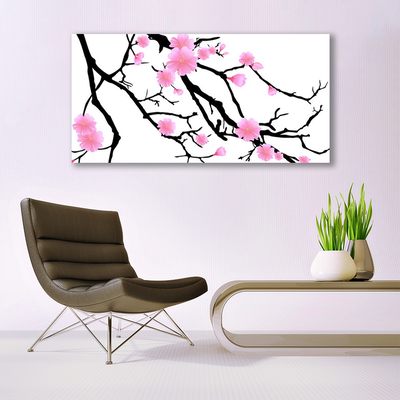 Acrylic Print Branches flowers art brown pink