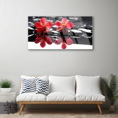 Acrylic Print Flower stones floral red black