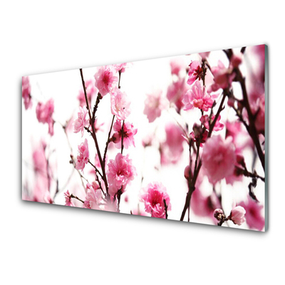 Acrylic Print Branches of flowers floral brown pink