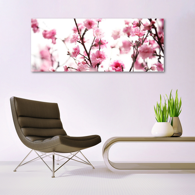 Acrylic Print Branches of flowers floral brown pink