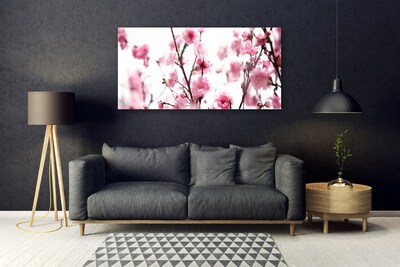 Acrylic Print Branches of flowers floral brown pink