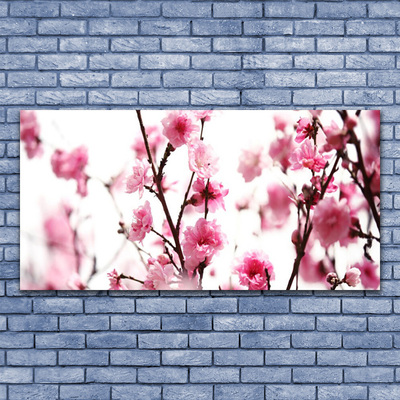 Acrylic Print Branches of flowers floral brown pink