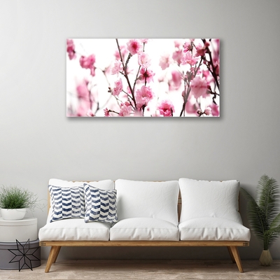 Acrylic Print Branches of flowers floral brown pink