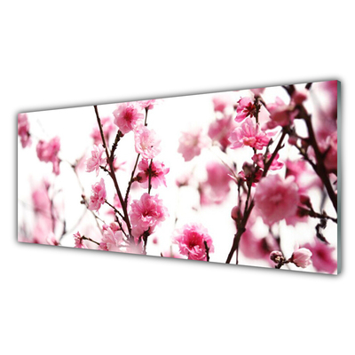 Acrylic Print Branches of flowers floral brown pink