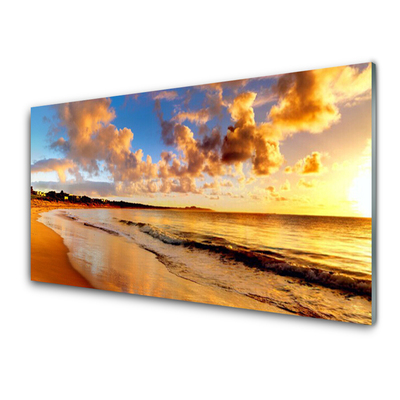 Acrylic Print Ocean beach landscape yellow blue