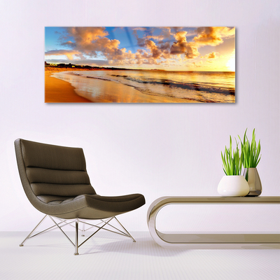 Acrylic Print Ocean beach landscape yellow blue