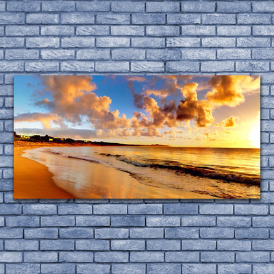 Acrylic Print Ocean beach landscape yellow blue