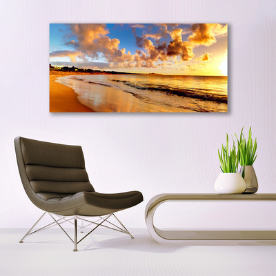 Acrylic Print Ocean beach landscape yellow blue