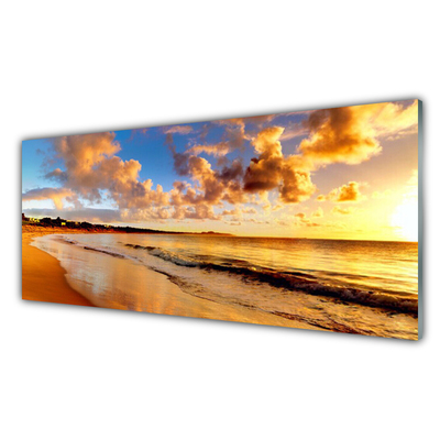 Acrylic Print Ocean beach landscape yellow blue