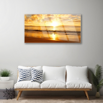 Acrylic Print Sea sun landscape yellow