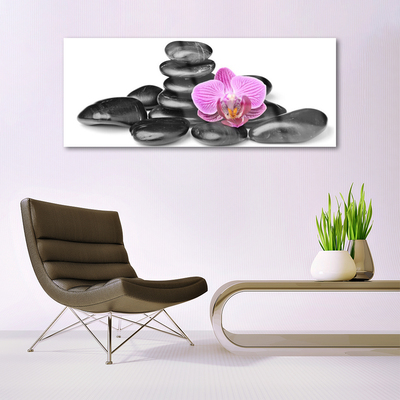 Acrylic Print Flower stones art pink black