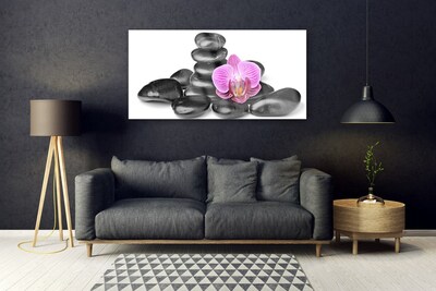 Acrylic Print Flower stones art pink black