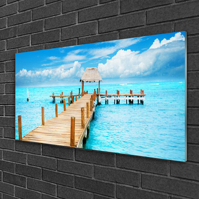 Acrylic Print Bridge sea architecture brown blue