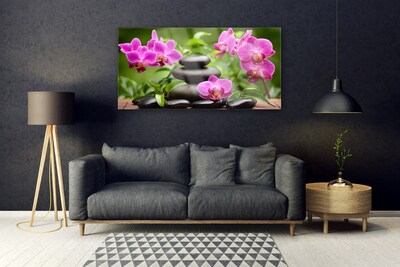 Acrylic Print Flower stones art pink black