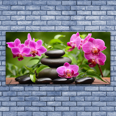 Acrylic Print Flower stones art pink black