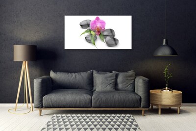 Acrylic Print Flower stones art pink black
