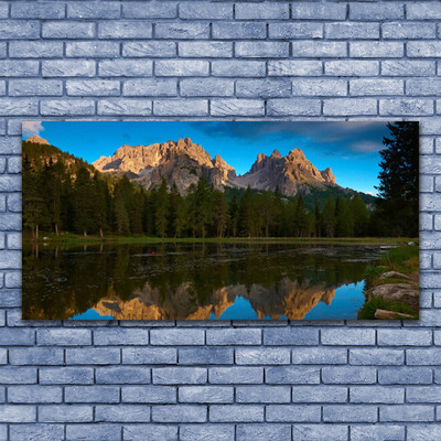 Acrylic Print Forest lake landscape green blue