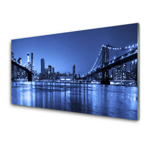 Plexiglas® Wall Art City bridge architecture purple