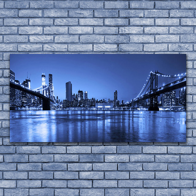 Plexiglas® Wall Art City bridge architecture purple