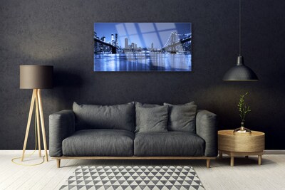 Plexiglas® Wall Art City bridge architecture purple