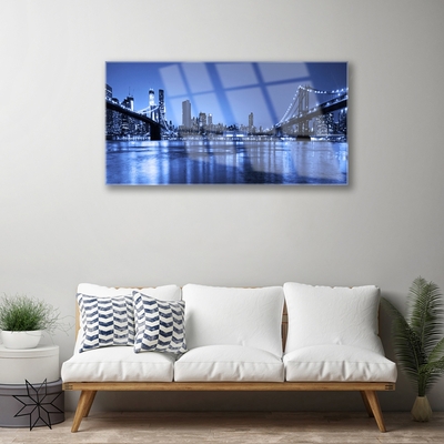 Plexiglas® Wall Art City bridge architecture purple