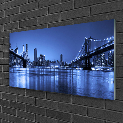 Plexiglas® Wall Art City bridge architecture purple