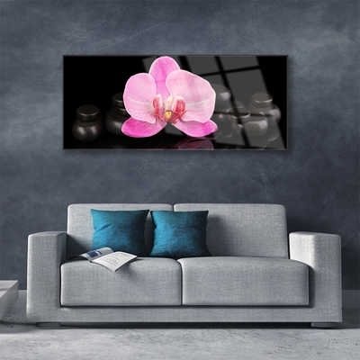 Plexiglas® Wall Art Flower stones floral pink black