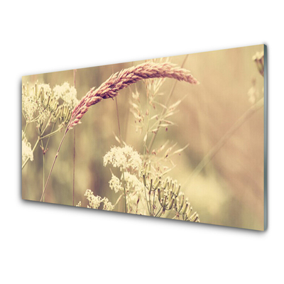 Plexiglas® Wall Art Wild plants floral white brown