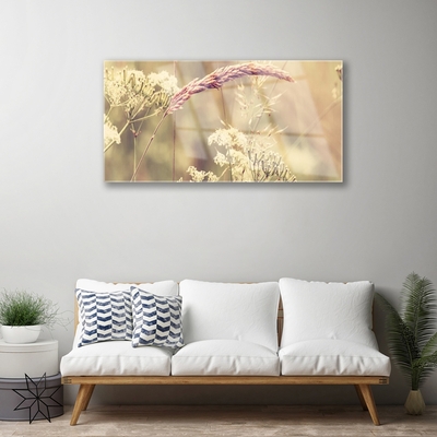 Plexiglas® Wall Art Wild plants floral white brown