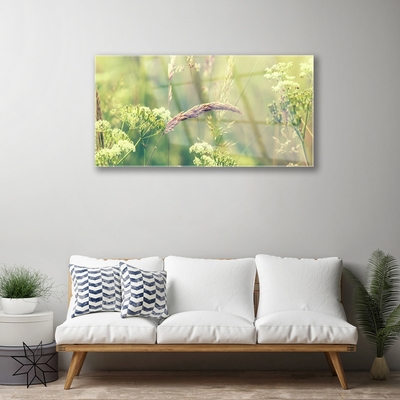 Plexiglas® Wall Art Wild plants floral white green brown