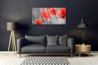 Plexiglas® Wall Art Poppies floral red grey