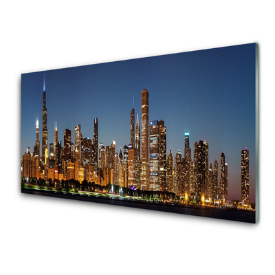 Plexiglas® Wall Art City houses yellow purple