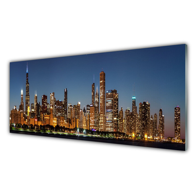 Plexiglas® Wall Art City houses yellow purple