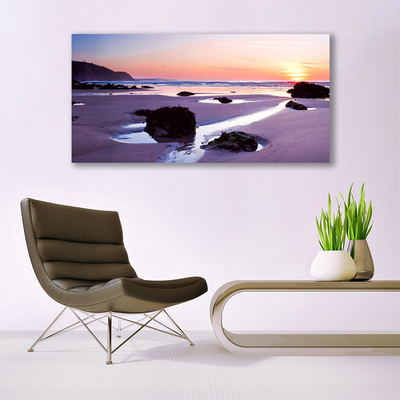 Plexiglas® Wall Art Beach landscape purple