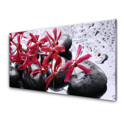 Plexiglas® Wall Art Flower stones art black red