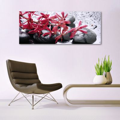 Plexiglas® Wall Art Flower stones art black red