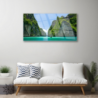 Plexiglas® Wall Art Booked landscape blue grey green