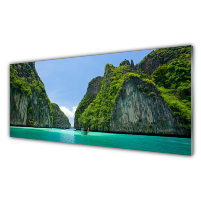 Plexiglas® Wall Art Booked landscape blue grey green