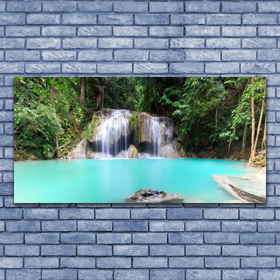 Plexiglas® Wall Art Waterfall lake nature blue white grey green