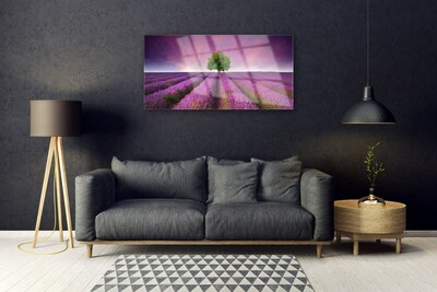 Plexiglas® Wall Art Meadow tree nature pink green purple