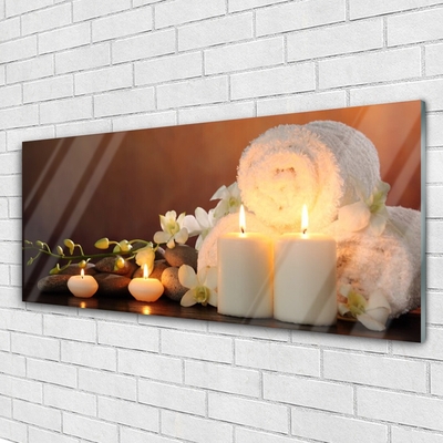 Plexiglas® Wall Art Candles bath towels art white yellow