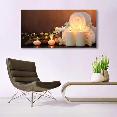 Plexiglas® Wall Art Candles bath towels art white yellow