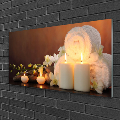 Plexiglas® Wall Art Candles bath towels art white yellow