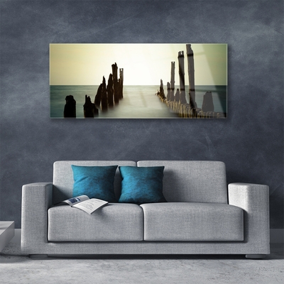 Plexiglas® Wall Art Sea landscape grey blue