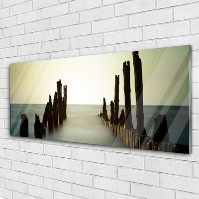 Plexiglas® Wall Art Sea landscape grey blue