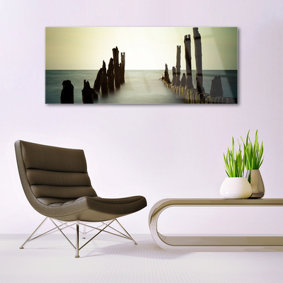 Plexiglas® Wall Art Sea landscape grey blue