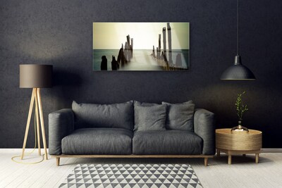 Plexiglas® Wall Art Sea landscape grey blue