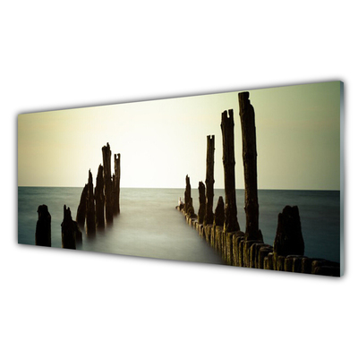 Plexiglas® Wall Art Sea landscape grey blue