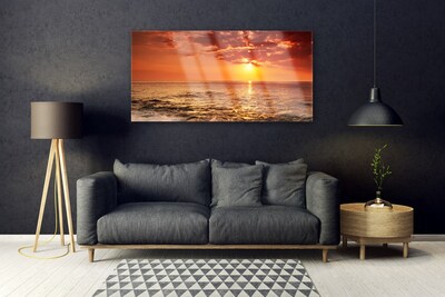 Plexiglas® Wall Art Sea sun landscape yellow